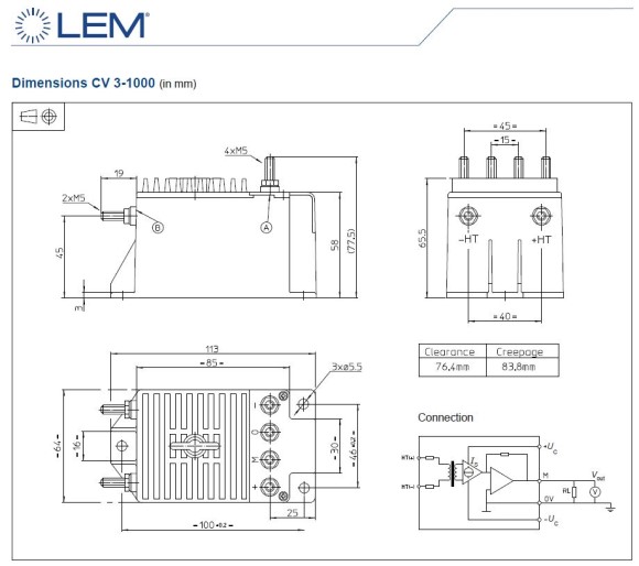 CV3 3/1000 Series Current Transducer AC/DC Voltage Transducers from